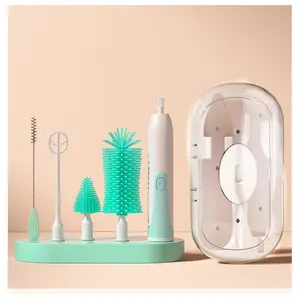 Electric Bottle Cleaning Brush, Baby Bottle Brush Cleaner Water Bottle Cleaning Kit, Nipple Brush Pacifier Cleaner Straw Cleaner Brush for Newborns,4 Packs Set