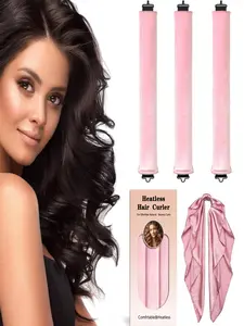 3PC no thermal spray rod, can blow hair rod overnight, giant curling rod creates large waves overnight, self-curling rod without heating, suitable for thin long hair and hair care scarves, DIY hair tool set boxed hair curling set, Heatless Curling Iron
