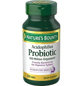 Nature's Bounty Lactobacillus Acidophilus Probiotic Supplement - Daily Probiotic for Women/Men Digestive Health, 100 Million Organisms, Vegetarian, 1 Serving per Day, 120 Tablets