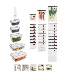 32-Piece Vacuum Food Storage System with Reusable Bags and Airtight Containers