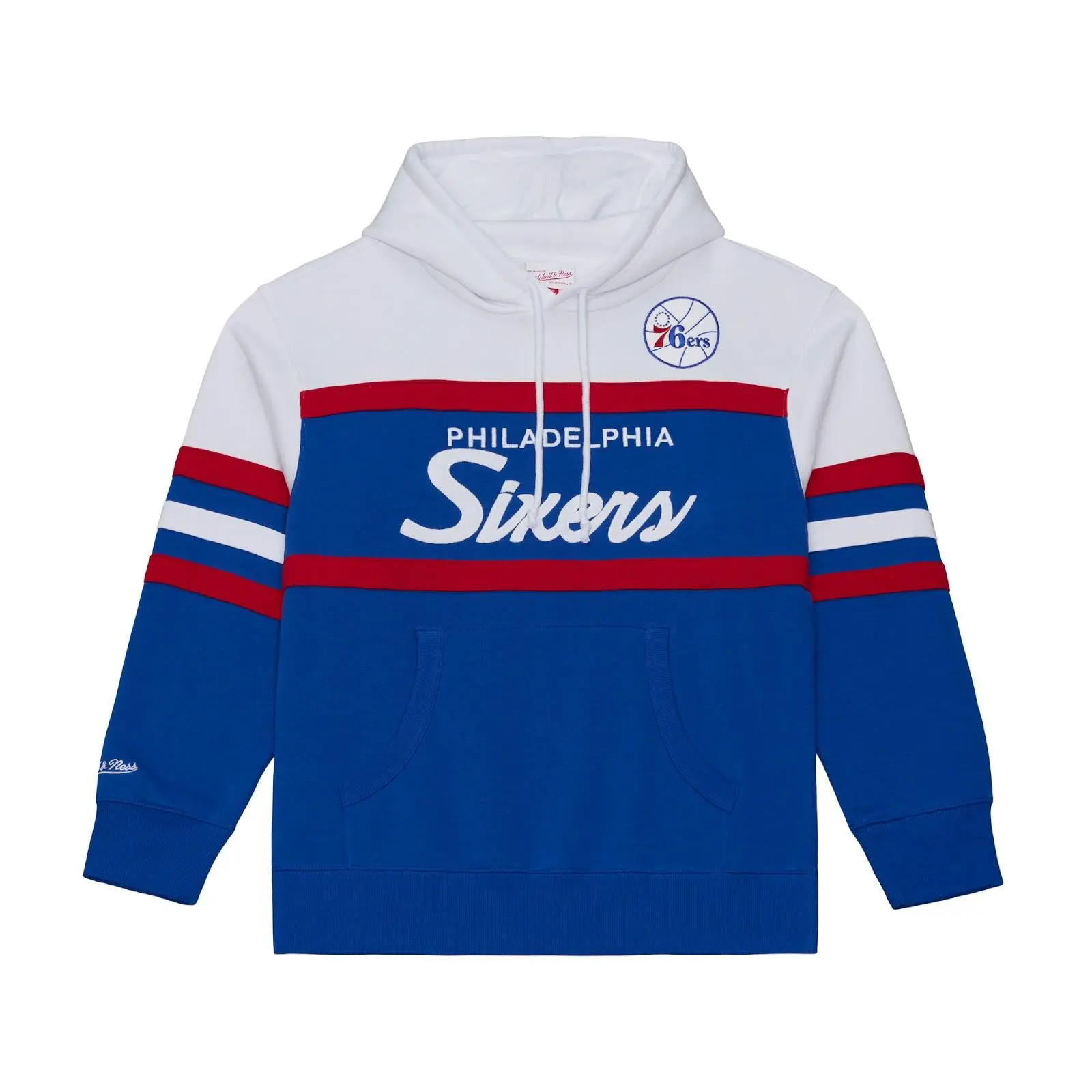 Philadelphia 76ers Royal Head Coach Hoodie NBA Throwback Sweatshirt Fleece Vintage Fan Gear Mitchell & Ness