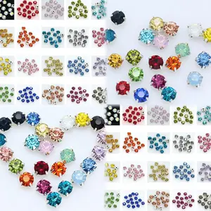 Sage-A30-8mm Mix Colors Rhinestones with Silver Prong Setting 5pcs per bag
