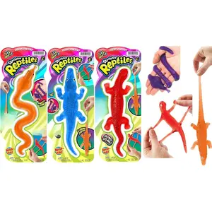 JA-RU Super Stretchy Sticky Reptiles Snake, Lizard & Alligator (3 Units Assorted) Prank Squishy Sticky Toy Party Favors Toy for Kids, Pinata Filler, Bulk Toys, Snap Hand Like Fidget Toy. 429-3A