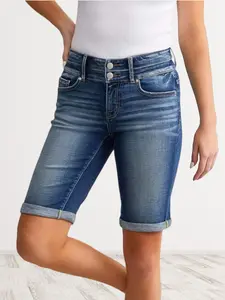 Bermuda Jeans Shorts For Women High Rise Plus Size Denim Shorts Wide Leg Hot Springy Soft Streetwear Jeans