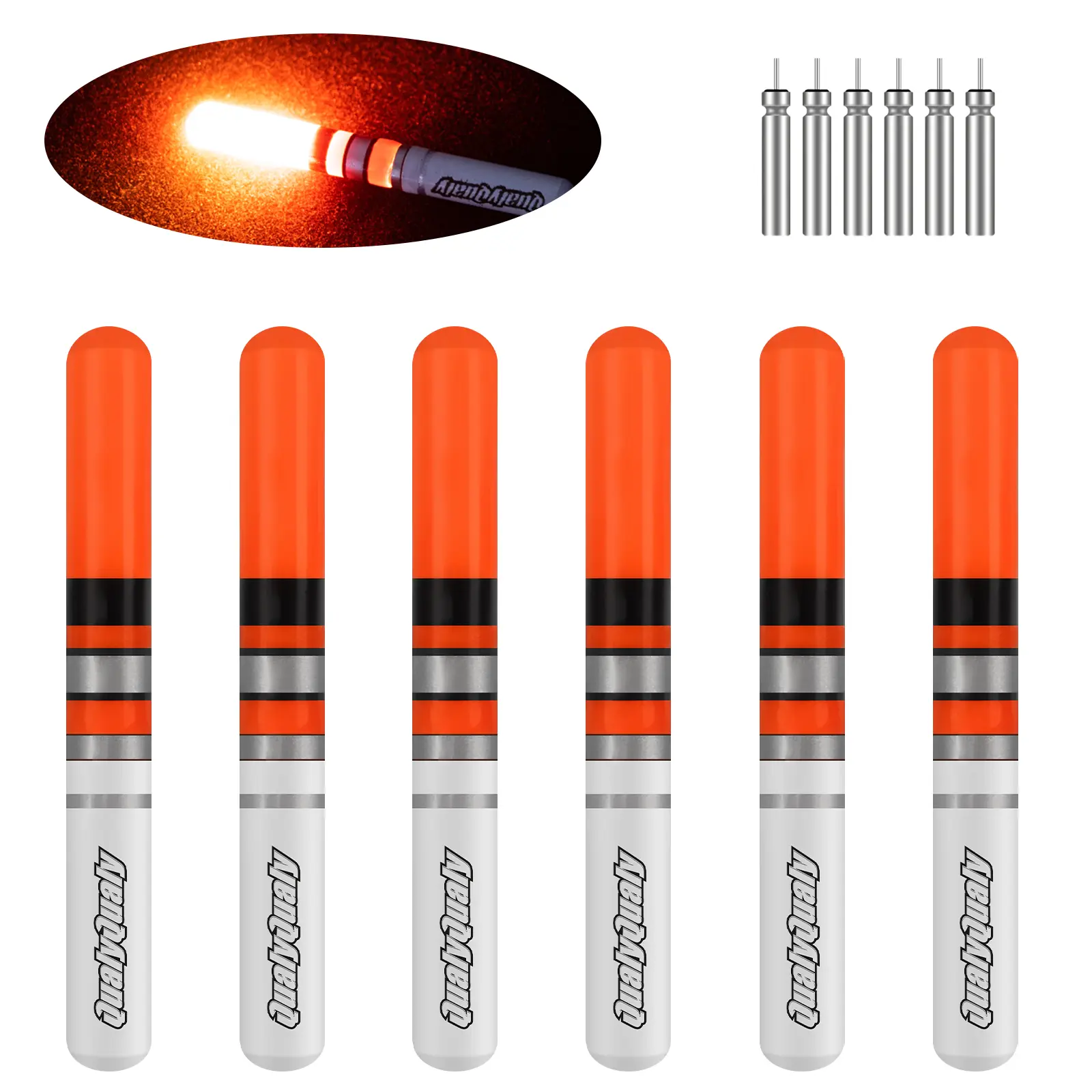 6 Pcs LED Fishing Glow Sticks – Night Bobber Lights with Batteries, 8H Long Lasting, Fit Foam Floats & Rod Tips, High Visibility 100M for Night Fishing – Green/Red by QualyQualy