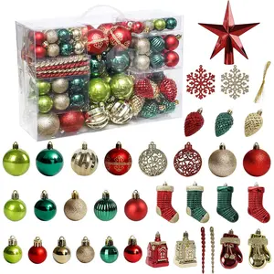 Transform Your Christmas Tree with Our 132-Piece Festive Ornament Set - Shatterproof Red, Green, & Gold for a Magical Holiday Glow! 🎄✨