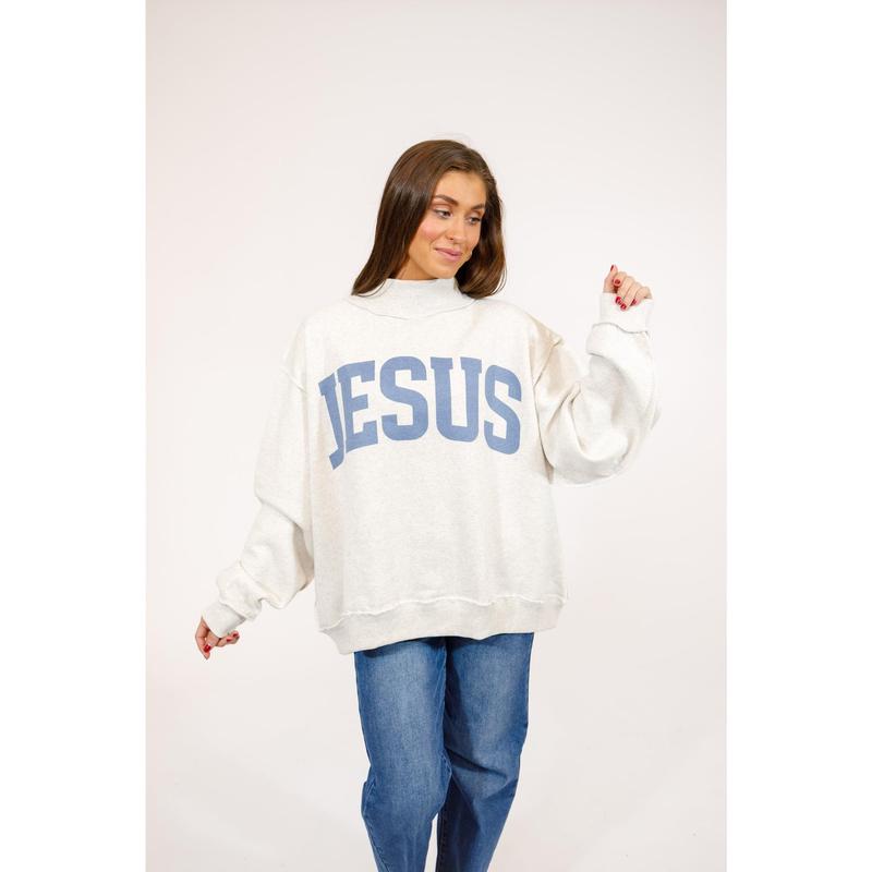 "JESUS & GOD IS GOOD" Reversible Mock Neck Sweatshirt