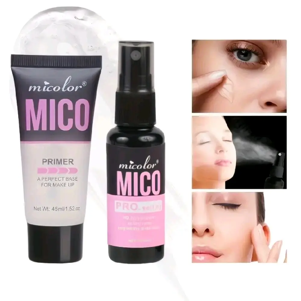 Micolor 2-Piece Natural Moisturizing Primer & Setting Spray Multi-Pack - Hydrating Pre-Makeup Barrier Cream for Oily Adults, Oil Control, Smooth Base, Everyday Use Bottle