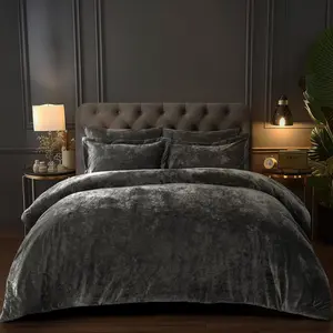 Crushed  Comforter Set  Size, 5- Luxury Winter Bedding Sets with 2 Euro Shams, Heavyweight Warm   Bed Spread, Glam  Decor, Grey