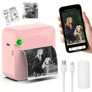 Mini Printer Portable Thermal Sticker Maker Machine with 1 Roll Paper Compatible with iOS and Android for Notes Images DIY Diary, Wireless Thermal Printer