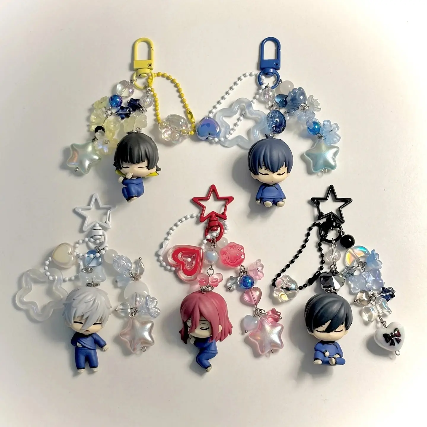 Handmade Blue Lock Anime Character Sleeping Figure Keychains, Bag Charms for Bachira, Itoshi Rin, Chigiri, Isagi, Seishiro Nagi Fashion Costume Jewelry Accessories