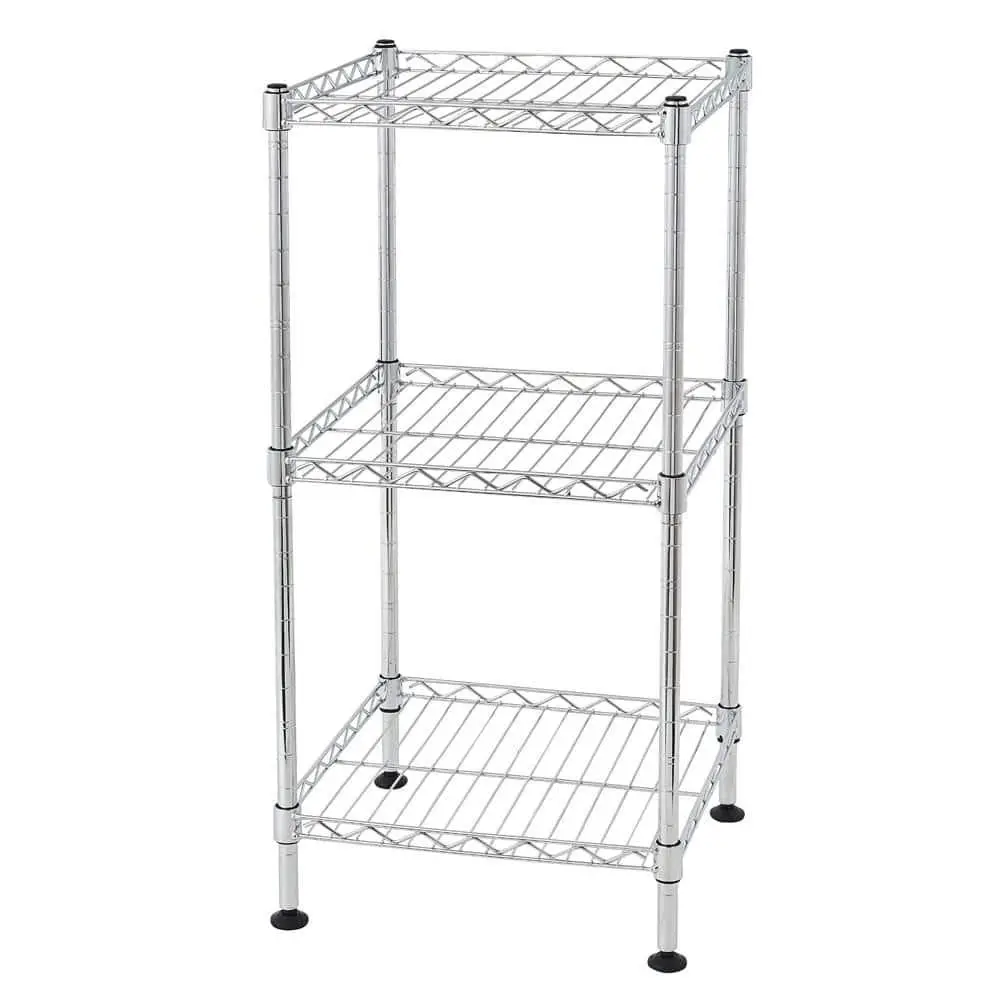 Silver 3-Tier Heavy Duty Steel Freestanding Garage Storage Shelving Unit (11.81 in. W x 24 in. H x 11.81 in. D)