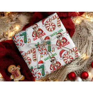 Funny 6 7 Wrapping Paper, Santa Says 6 7 Christmas Wrap Roll, 67 Meme Funny Christmas Gift Wrap for Kids, Teens, Tweens, Christmas Gift for Him, Gift For Her