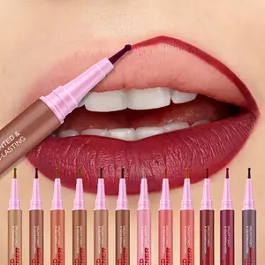 12-Color Liquid Lip Liner And Lipstick - Matte |     Non-Greasy, Long-Lasting And Fade-Resistant, Strong Waterproof And Smudge-Proof - Lasts Up to 24 Hours, Unique 2-In-1 Marker-Style Applicator, Easy to Apply, Suitable All Skin Tones