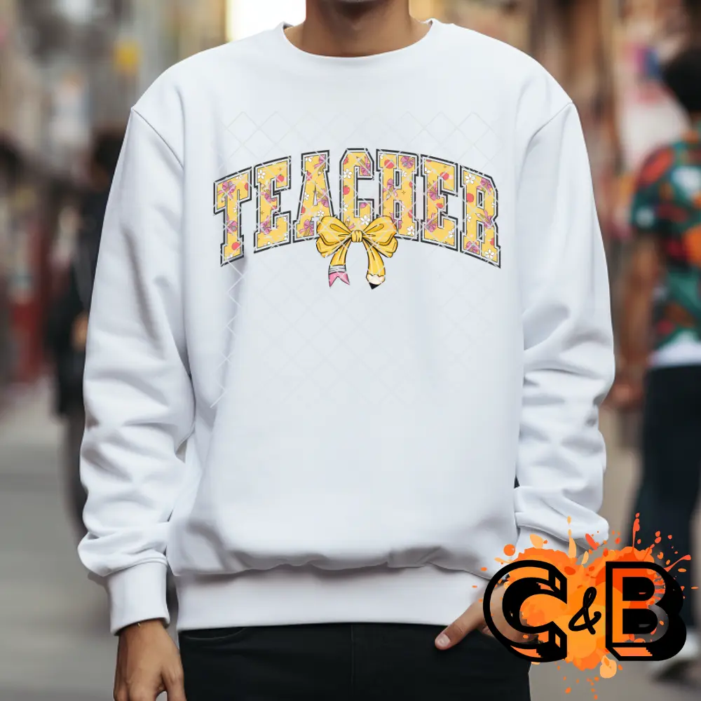 Teacher pencil theme pencil bow T-Shirt