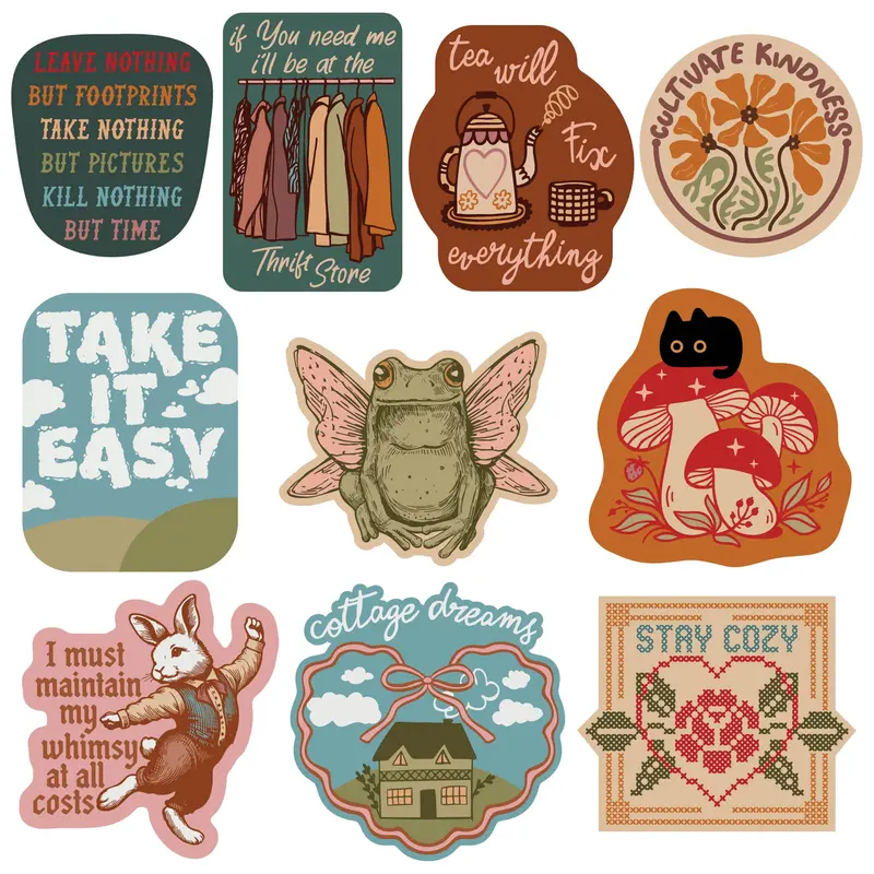 Cottagecore Sticker Extra Large Stickers for Adults Funny Adhesives with Memes Funny Stickers with Colorful Graphic Decals Funny Camping  Multi