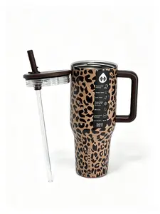 HydroJug 40oz Travel tumbler Savanna Leopard Traveler Classic Brown Leopard Print Tumbler with Triple-Wall Insulation FlipStraw Lid for All-Day Hydration Portable Insulated Flask Mug Printed Drinkware Bottled Bottled  Drinkware Drinkware outdoorfun