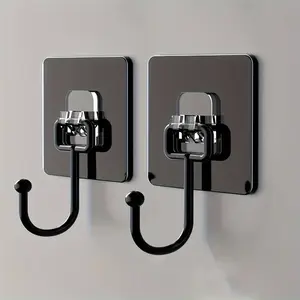 5pcs Large Heavy Duty Wall Hook, Self Adhesive Hanging Hook, Self Adhesive Hooks, Multipurpose Coat Hat Towel Key Sundry Hook, Waterproof Hanger Hook Bathroom Toilet Kitchen, Household Utility Hook Accessories