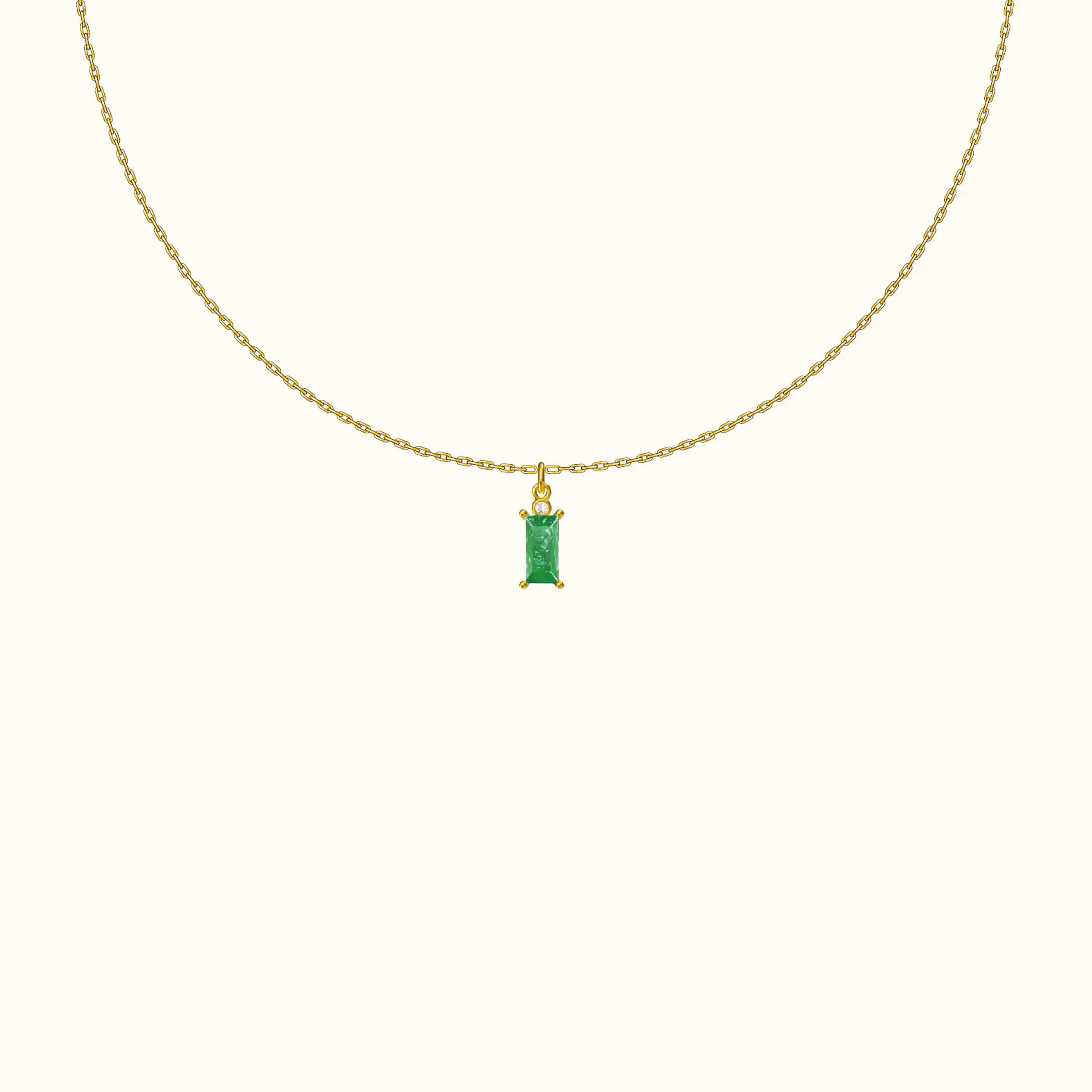 Sage Green Rectangle Gem Necklace
