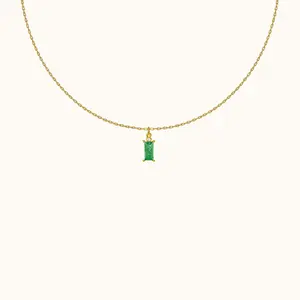 Sage Green Rectangle Gem Necklace
