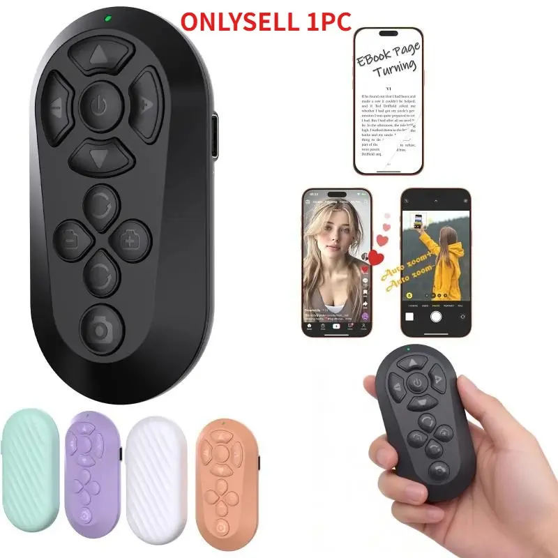 Bluetooth Remote for Scrolling, Page Turning, Volume Control & Camera Shutter| Hands-Free Phone Controller for iPhone & Android, 2026 Upgraded