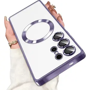 Luxury Magnetic For Magsafe Protective Case Casing For Samsung Galaxy S26 Ultra S25 Ultra S25 FE S26 Edge S24 FE S23 S22 Ultra A56 A36 A26 A16 A55 A17 A27 A37 A57 Plating Silicone Cover Clear Soft Protector Accessories