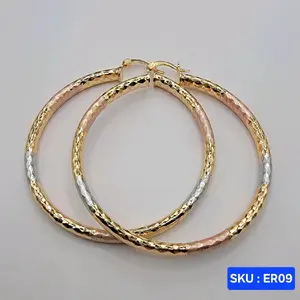 Beautiful Hoop Earrings 3 Color Large Size 60mm 4 mm Wide Laminated Gold Fashion Jewelry for Women Versatile Stylish Accessory 40mm Laminated Gold SKU ER09