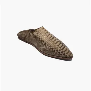 Handmade Brown Leather Moroccan Belgha Slippers - Organic Leather