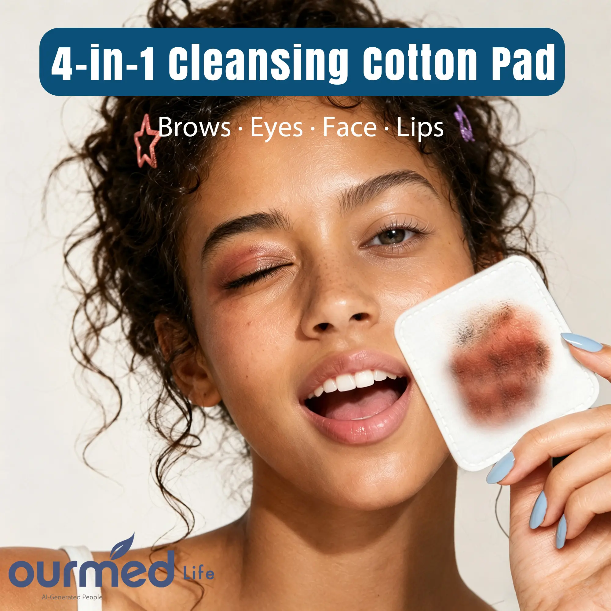 Ourmed Life Large Cotton Pads for Face - Soft, Lint-Free Pressed Seam Cotton Rounds, Durable 3x3 Inch Cleansing Squares, Ideal Allergy-Free, Biodegradable, Packaged Makeup Remover Pads (60/120/240 Count), Allergy-Free Face Makeup Remover, Biodegradable Fa