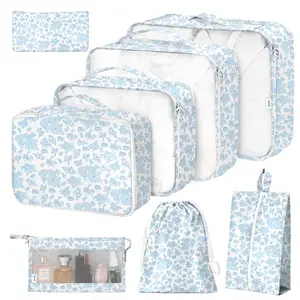 8 Set Packing Cubes for Travel Essentials Carry-On Luggage Accessories with Laundry Toiletry Bag Organizer Shoe Cosmetics Clothing Bags