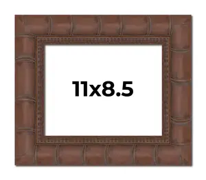 11x8.5 Brown Wide Bamboo Picture Frame - UV Acrylic, Foam Board Backing, Hanging Hardware