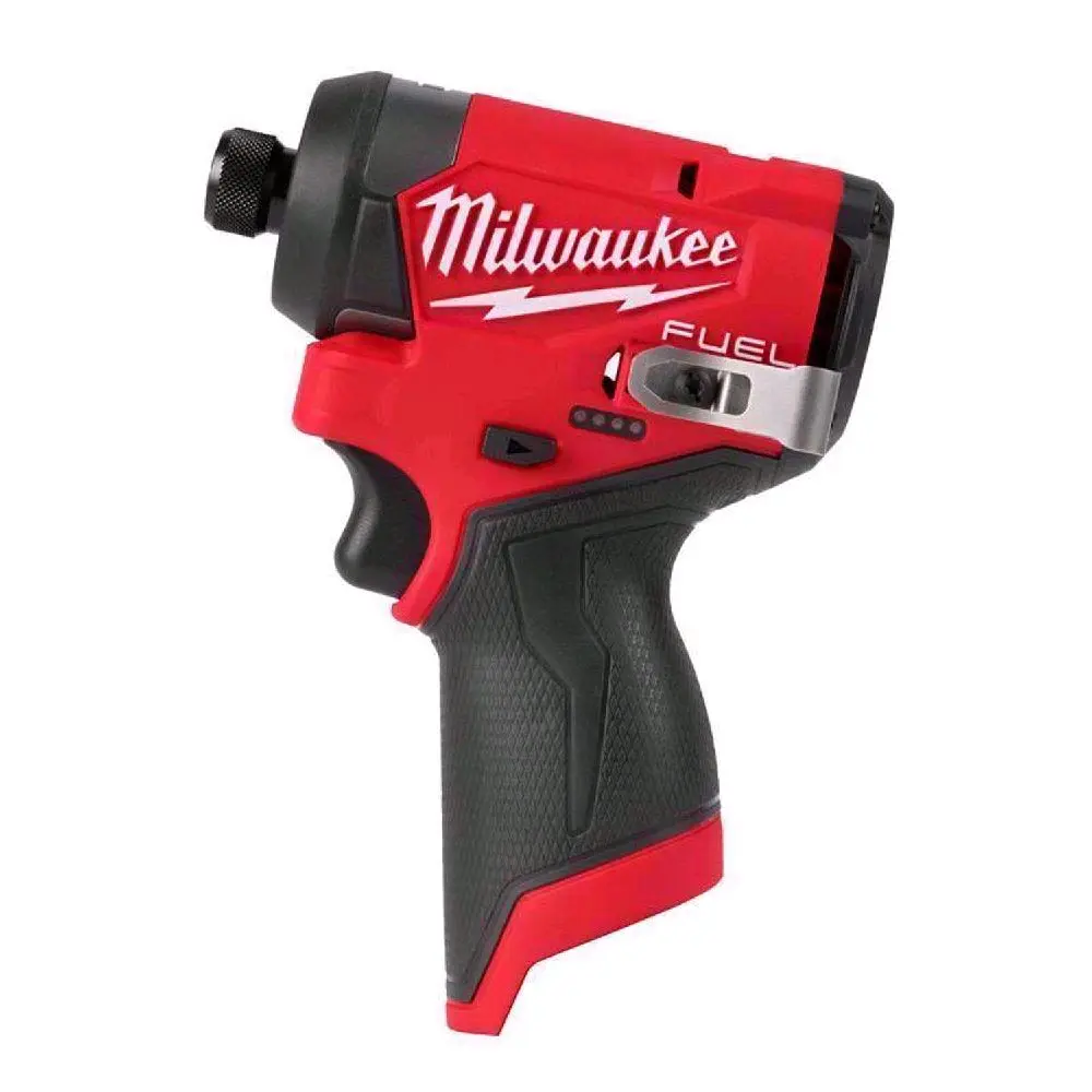Milwaukee M12 FUEL 1/4 in. Brushless Impact Drill Driver - Lightweight Cordless Drill, 2 lbs, 1,500 in-lbs Torque, Bit Holder, Battery-Powered Handheld Tool (Tool Only), Tight Spaces
