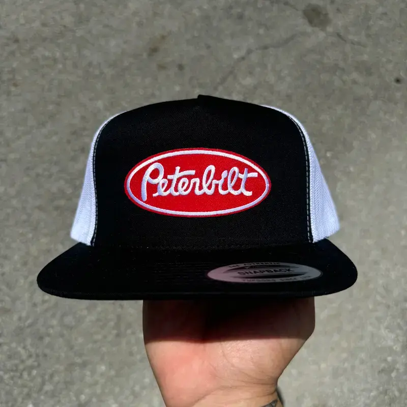 Peterbilt Embroidered Patch On Retro Trucker Hat Adjustable Snapback Baseball Cap Vintage Mesh Hat for Men Women Unisex Streetwear