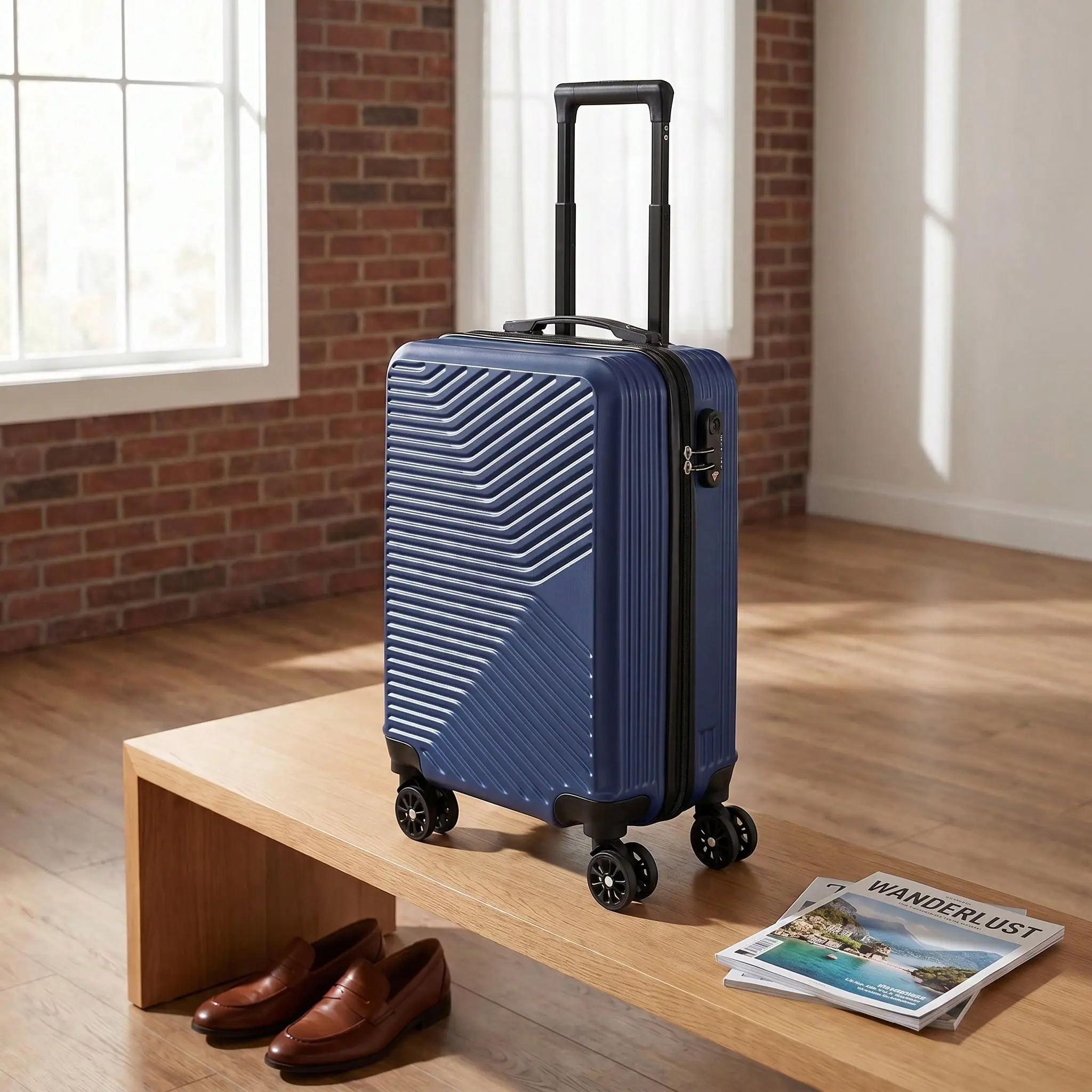 20-Inch ABS Carry-On Luggage, Hardshell Suitcase with 360° Spinner Wheels, Lightweight Travel Case for Business Trips & Vacations