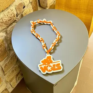 Sports Hype Chains - Customizable Team Spirit Accessories for Game Days - Orange & White Design - Elevate Your Casual Wear Effortlessly