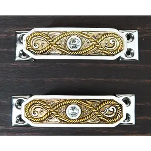 Set Of 2 Rustic Western Braided Ropes Crystal Drawer Cabinet Door Bar Pull Knobs