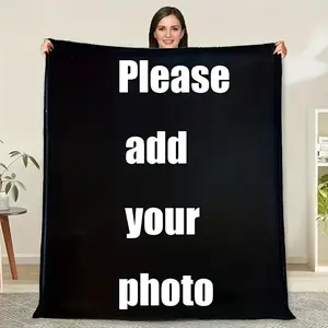 A customizable photo-personalized blanket - modern style, woven polyester for all seasons, an ideal gift for holidays, birthdays, and anniversaries - warm and comfortable for home, travel, and office use