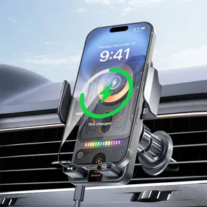 2026 new cool car wireless fast charging holder, intelligent sensor opening and closing, universal mobile phone navigation holder, 90-degree rotation, horizontal and vertical screen use, built-in ambient light, intelligent high-end navigation holder