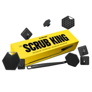 TOOLETRIES The Scrub King - Men's Silicone Body and Face Scrubber Set - Back Scrubber for Shower, Body Scrubbers, Storage Hooks, & Face Brush Holder - Shower Accessories for Men - Charcoal