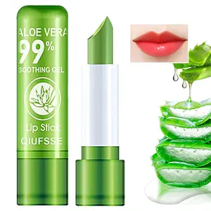2PCS Aloe Vera Lipstick, Moisturizing Aloe Lipstick Magic Temperature Color Change Lipstick Lip Balm Lip Stain Long Lasting Waterproof Lip Makeup Gloss Moisturizer