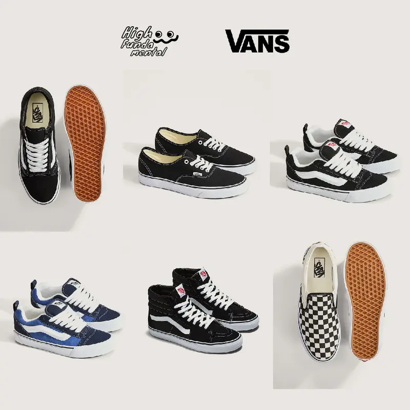 VANS Unisex Shoes Authentic Knu Skool Old Skool Classic Slip On SK8-Hi – Classic Skate Sneakers Low-Top High-Top Canvas Shoes Stylish Casual Footwear Durable Waffle Sole Lightweight Everyday Wear