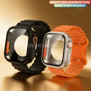 KAYKWONG'S 1 Universal Wave Silicone Watch Band with 1 Watch Case Protector, Smartwatch Watch, Adjustable, Fits for Iwatch Series 11/10/9/8/7/6/5/4/3/2/1/se, Sizes 38mm/40mm/41mm/44mm/45mm/46mm/49mm, Perfect Gift for Holiday, Birthday, Smart Watch Strap