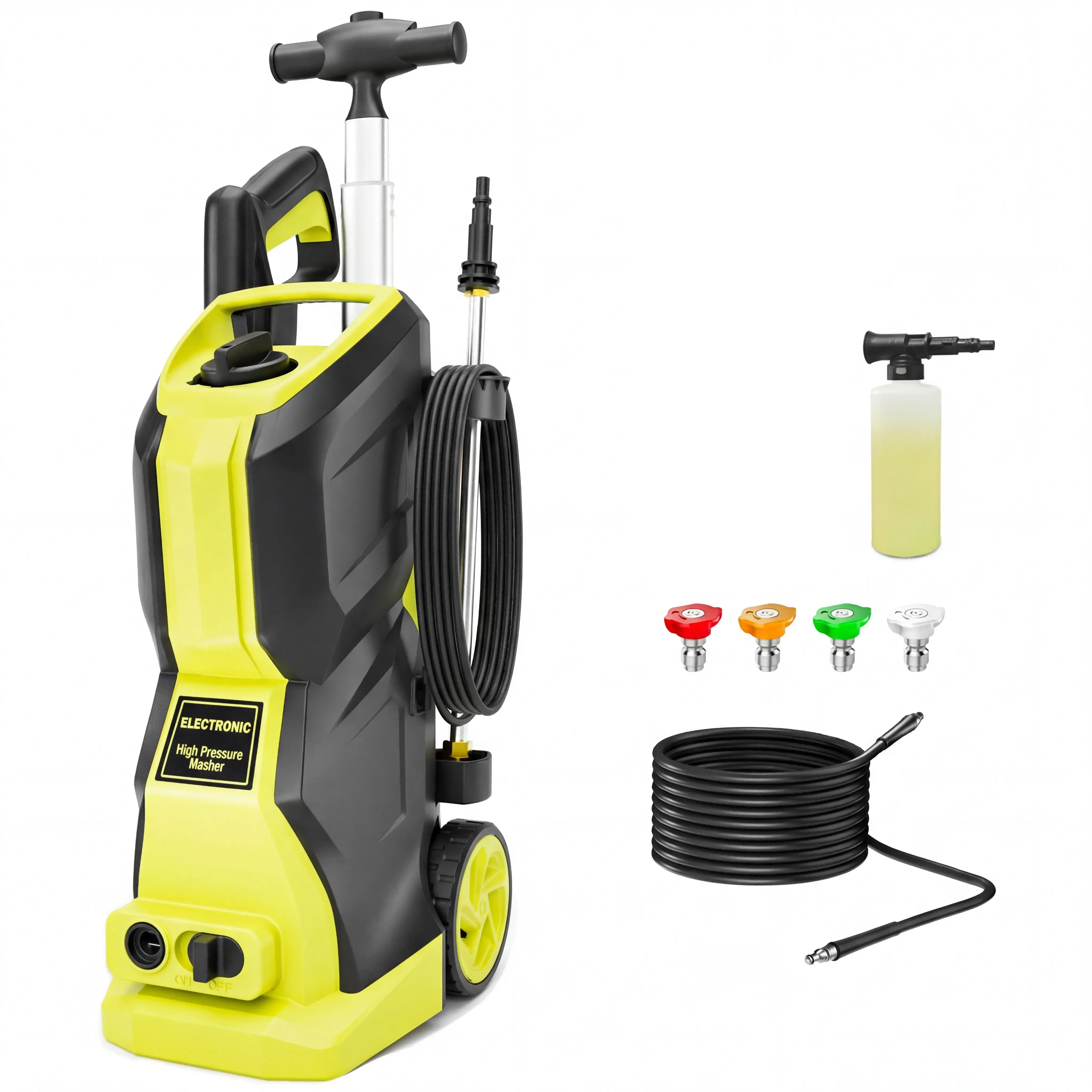 5350PSI MAX 3.1GPM Portable Electric Power Washer, Pressure Washer with 25FT Kink Resistant High Pressure Hose, Rolling Wheel Design, Quick Connect Nozzles and Detergent Dispenser for driveway,fence,car wash,home,outdoor,sidewalk,window,porch