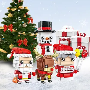 Christmas Decoration Building Blocks Set, Creative Building Block, Snowman Santa Reindeer Designs, Perfect Christmas Gift for Kids, Unisex Holiday Decorations