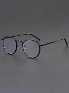 Classic Round Frame Computer Reading Glasses with Delicate Slim Metal Frame Present Elegant Quiet Intellectual Aesthetic Design