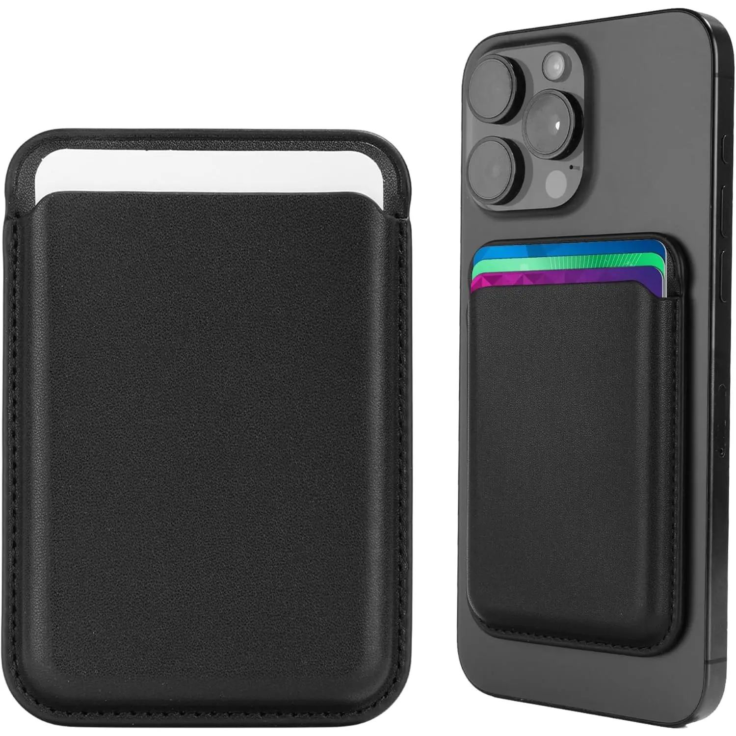 Leather Magnetic Card Holder Wallet for Travel, Work, Or Shopping - Slim & Minimalist Magnetic Wallet with Strong Hold & Scratch-Resistant Design - Magnet Card Holder Keeps Cards Safe & Easy to Access