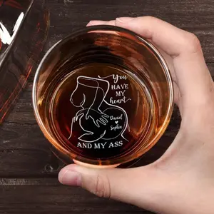 You Have My Heart Personalized Whiskey Glass, Funny Gift for Him, Gift for Her, Laser Engraved Whiskey Glass Gift for Couples, Birthday Gift, Anniversary Gift, Mother’s Day Gift, Father’s Day Gift