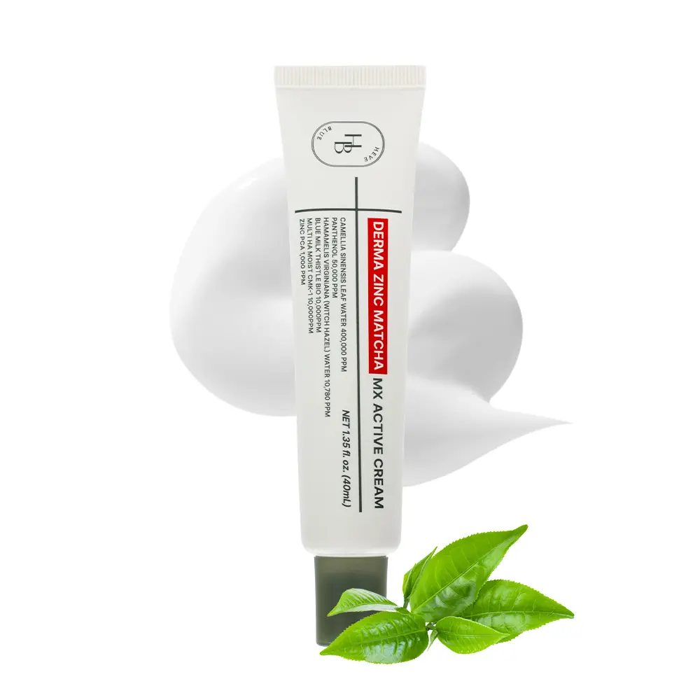 HEVEBLUE Derma Zinc Matcha MX Active Cream, Lightweight Barrier Moisturizer with Matcha, Panthenol & Niacinamide, 1.35 fl. oz. (40 mL)