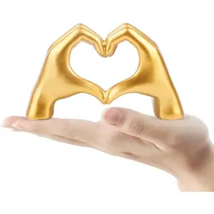 Small  Decor, Heart Hands Sculpture for Living Room Bedroom Bookshelf Shelves Office Desk Decor,Love Finger Modern Statue for Wedding Decorations, Birthday for Women Girls.