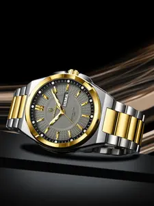 POEDAGAR Luxury Men's Quartz Watch Waterproof Night Light Date Week Watch Men's Stainless Steel Fashion Men's Watch Suitable for Gift Giving Fashionable Waterproof Watch Luminous Analog Watch Stainless Steel Wristwatch